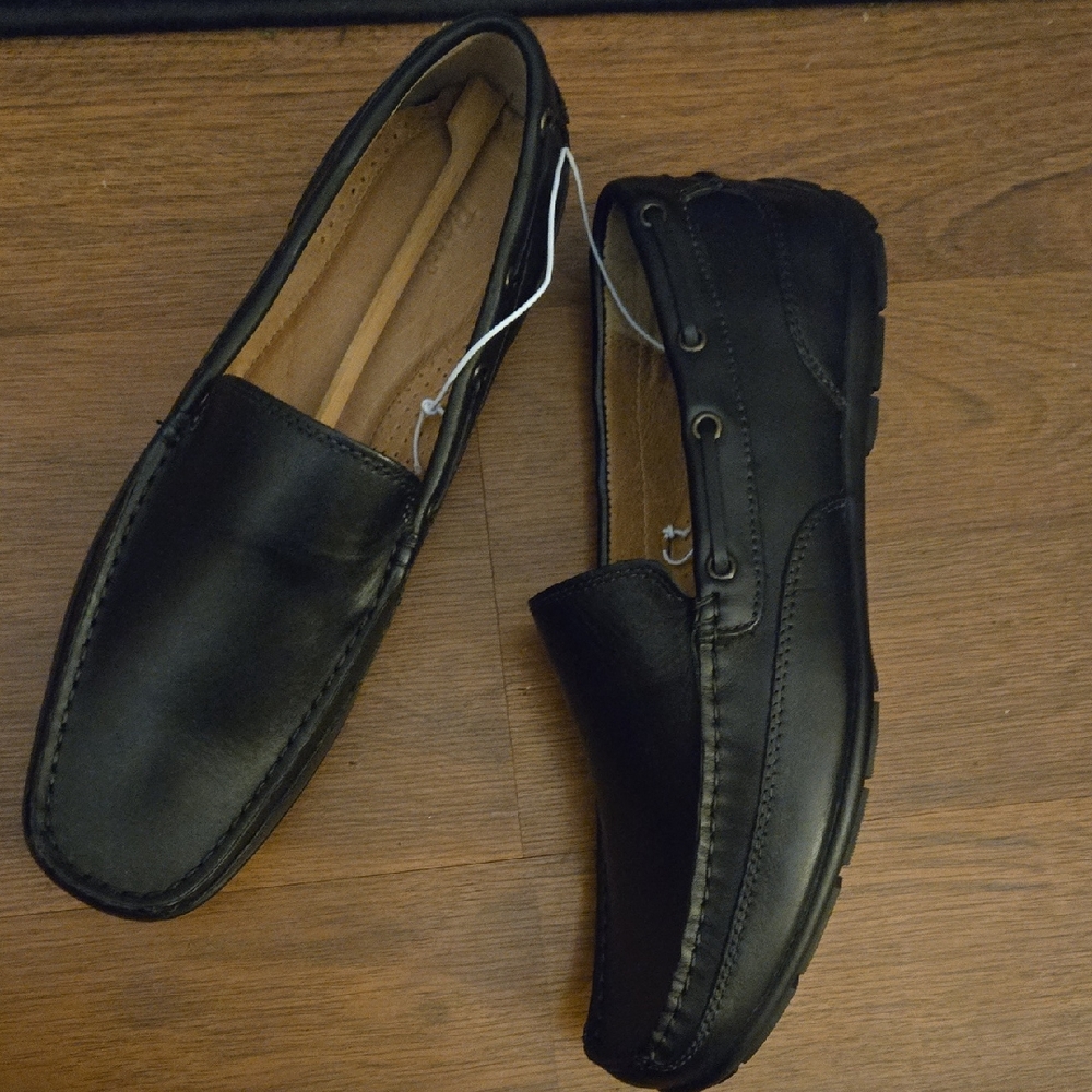 Bass Hank Men's Black Loafers Driving Moccasins Leather Upper & Lining 10.5D NEW